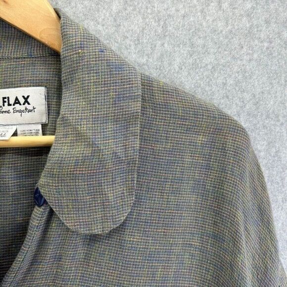 Vintage FLAX Small Linen Tunic Top Blouse Button Front Collared Lagenlook Flowy - Picture 5 of 16